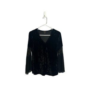 Melissa Paige bell sleeve blouse crushed velvet v neck size SP‎